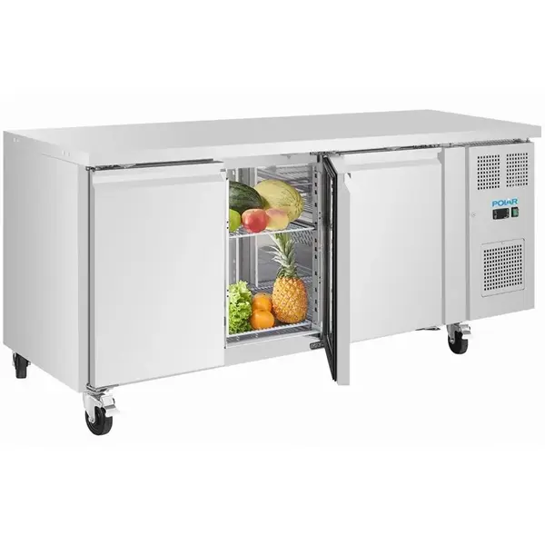 Koelwerkbank | U-SERIE | 231L | 3 Deuren | -2°C/+8°C | Geforceerd | Wielen (Geremd) | 1795x600x860(h)mm