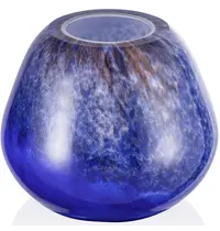 YUYU Kaarsenhouder | FUSION | Glas | Donkerblauw/Bruin | Ø150x130(h)mm 