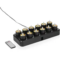 YUYU LED Kaarsen | Zwart | Warm Wit (2700K) | 12 Stuks | Oplaadbaar | Incl. Oplaadstation | Ø35x79(h)mm 