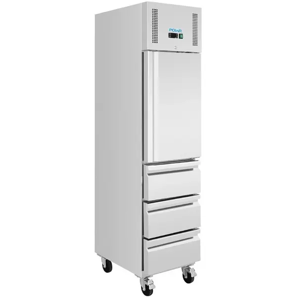 Koelkast | G-SERIE | 292L (1/1 GN) | RVS | +2°C/+8°C | Geforceerd | Wielen (Geremd) | 484x745x2100(h)mm