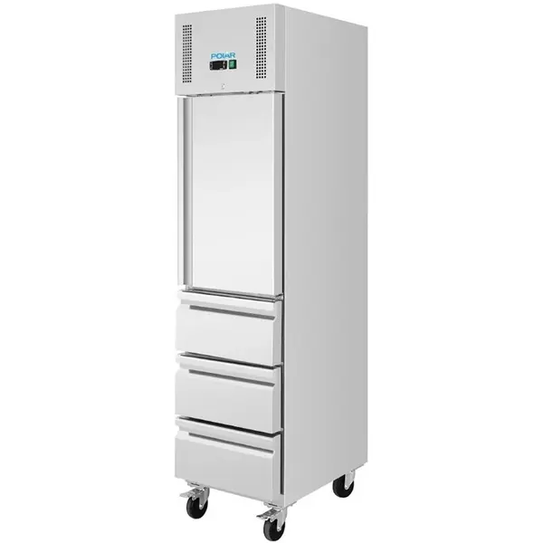 Koelkast | G-SERIE | 292L (1/1 GN) | RVS | +2°C/+8°C | Geforceerd | Wielen (Geremd) | 484x745x2100(h)mm