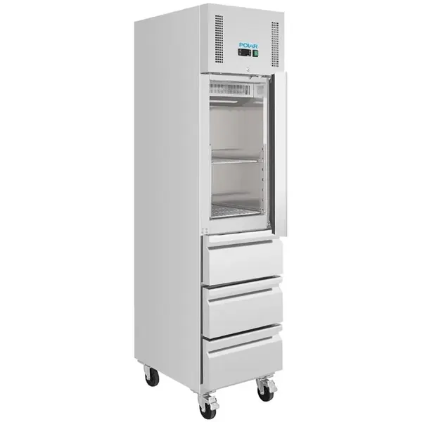 Koelkast | G-SERIE | 292L (1/1 GN) | RVS | +2°C/+8°C | Geforceerd | Wielen (Geremd) | 484x745x2100(h)mm