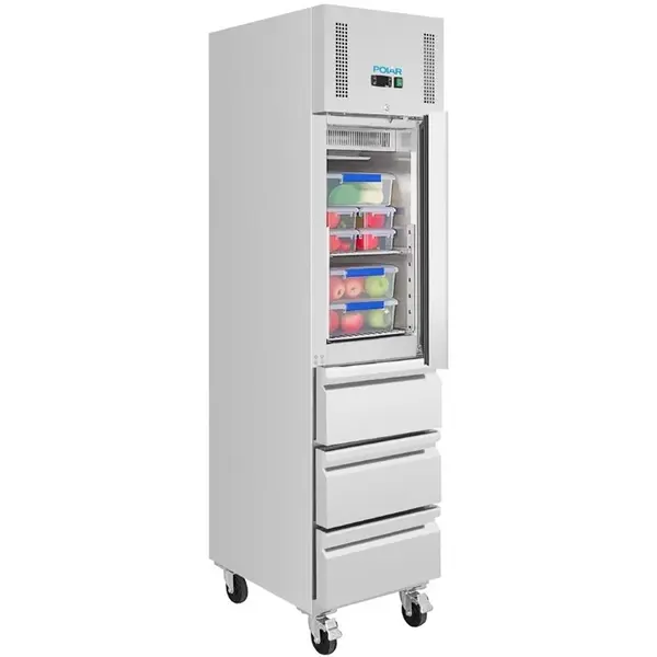 Koelkast | G-SERIE | 292L (1/1 GN) | RVS | +2°C/+8°C | Geforceerd | Wielen (Geremd) | 484x745x2100(h)mm