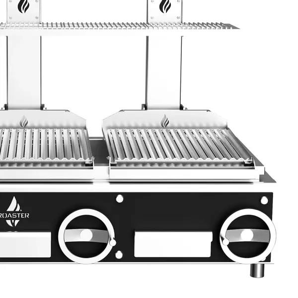 Houtskoolgrill | PARRILLA | Oppervlak 1500x620 | 200°C/250°C | Verstelbare Grillhoogte/-Hoek | 1800x825x1000(h)mm