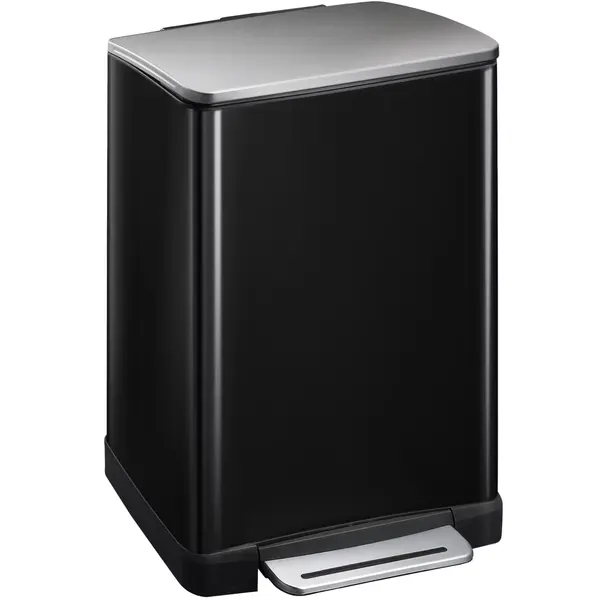 Pedaalemmer | E-CUBE | RVS | Zwart | 40L | Klapdeksel | Anti Fingerprint | 403x345x650(h)mm