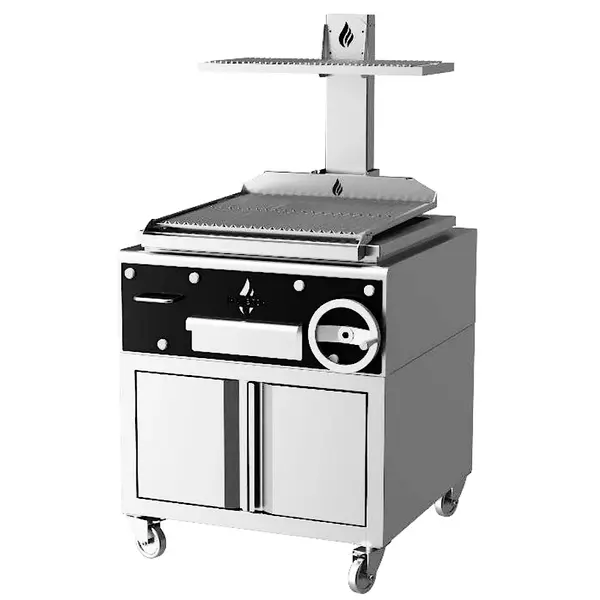 Houtskoolgrill | PARRILLA | Oppervlak 630x620 | 200°C/250°C | Verstelbare Grillhoogte/-Hoek | Onderkast | Wielen (Geremd) | 800x825x1550(h)mm