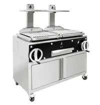 Roaster Grills Houtskoolgrill | PARRILLA | Oppervlak 1000x620 | 200°C/250°C | Verstelbare Grillhoogte/-Hoek | Onderkast | Wielen (Geremd) | 1270x825x1550(h)mm