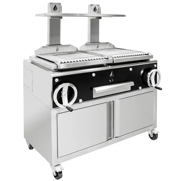 Houtskoolgrill | PARRILLA | Oppervlak 1000x620 | 200°C/250°C | Verstelbare Grillhoogte/-Hoek | Onderkast | Wielen (Geremd) | 1270x825x1550(h)mm