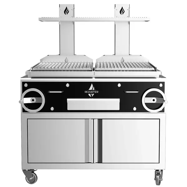 Houtskoolgrill | PARRILLA | Oppervlak 1000x620 | 200°C/250°C | Verstelbare Grillhoogte/-Hoek | Onderkast | Wielen (Geremd) | 1270x825x1550(h)mm