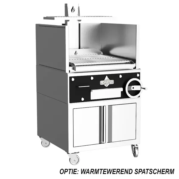 Houtskoolgrill | PARRILLA | Oppervlak 630x620 | 200°C/250°C | Verstelbare Grillhoogte/-Hoek | Onderkast | Wielen (Geremd) | 800x825x1550(h)mm