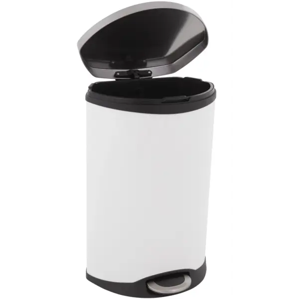 Pedaalemmer | SHELL BIN | RVS | Wit | 50L | Klapdeksel | Anti Fingerprint | 450x406x690(h)mm