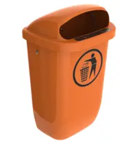 Luxus Wandafvalbak | DIN-PK | Kunststof/RVS | Oranje | 50L | Open | 432x340x740(h)mm