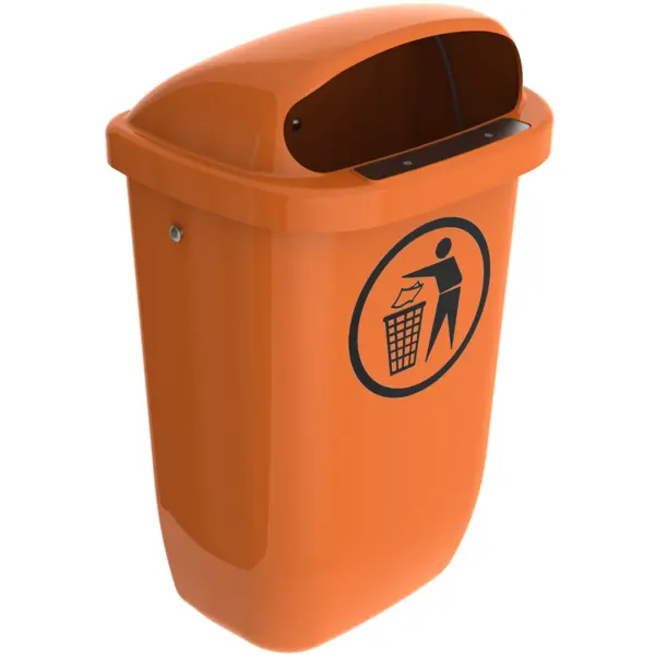 Wandafvalbak | DIN-PK | Kunststof/RVS | Oranje | 50L | Open | 432x340x740(h)mm