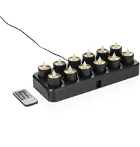 YUYU LED Kaarsen | Zwart | RGB | 12 Stuks | Oplaadbaar | Incl. Oplaadstation | Ø35x79(h)mm