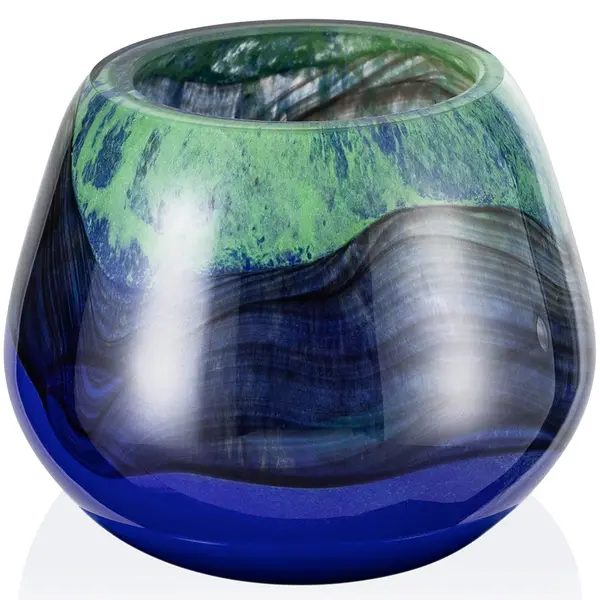 Kaarsenhouder | FUSION | Glas | Donkerblauw/Groen | Ø110x90(h)mm