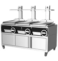 Roaster Grills Houtskoolgrill | PARRILLA | Oppervlak 1500x620 | 200°C/250°C | Verstelbare Grillhoogte/-Hoek | Onderkast | Wielen (Geremd) | 1800x825x1550(h)mm
