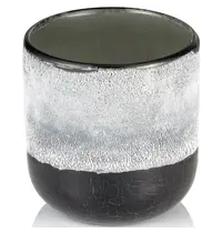 YUYU Kaarsenhouder | FROSTED GRAPHITE GREY  | Glas | Zwart/Wit | Ø100x110(h)mm