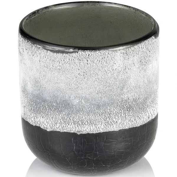 Kaarsenhouder | FROSTED  | Glas | Zwart/Wit | Ø100x110(h)mm