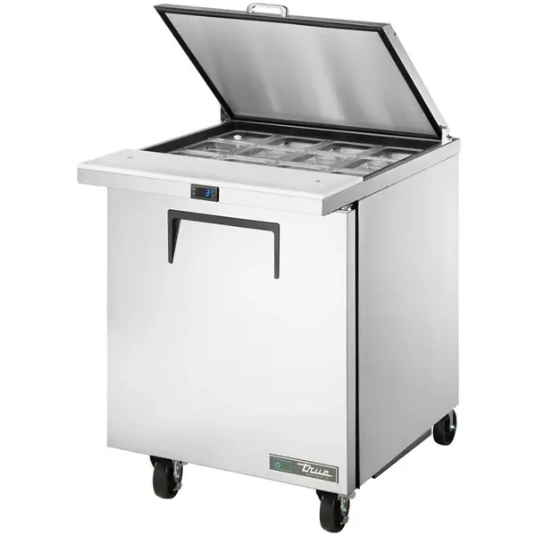 Saladette | 184L | 1 Deur | Boven 12x 1/6 GN | 0°C/+5°C | Geforceerd | Klapdeksel | Wielen (Geremd) | 702x867x961(h)mm