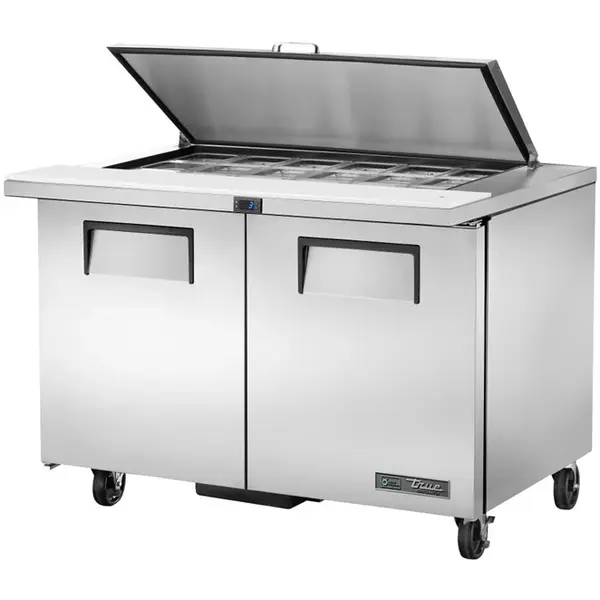 Saladette | 340L | 2 Deuren | Boven 18x 1/6 GN | 0°C/+5°C | Geforceerd | Klapdeksel | Wielen (Geremd) | 1229x867x961(h)mm