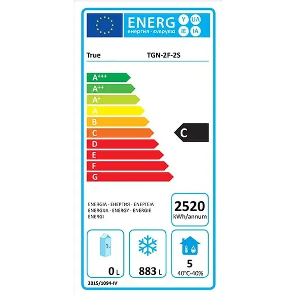 Vrieskast | 1440L (2/1 GN) | RVS | -23°C | Geforceerd | Wielen (Geremd) | 1460x858x2079(h)mm