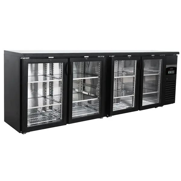 Barkoeler Zwart | 698L | 4 Glasdeuren | 230V | Geforceerd | 2542x535x860(h)mm