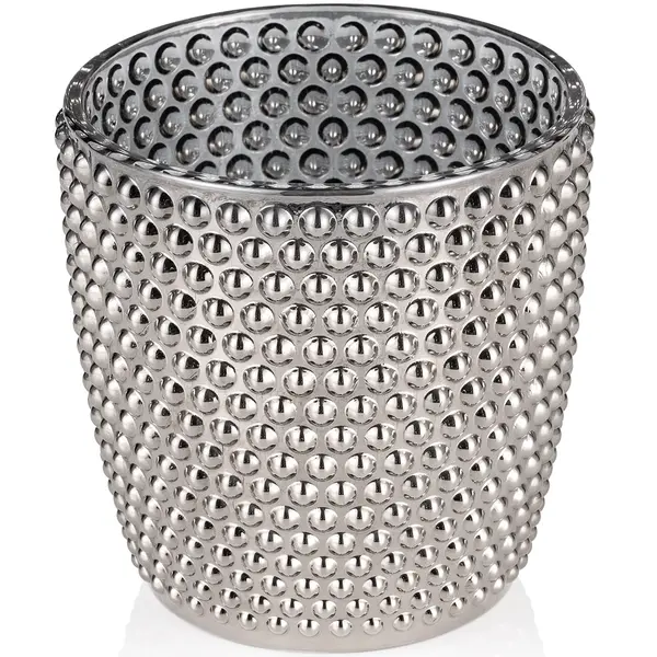 Kaarsenhouder | NUBS METALLIC CONE  | Glas | Zilvergrijs | Ø90x90(h)mm