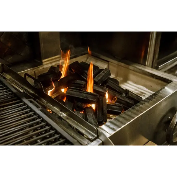 Houtskoolgrill | PARRILLA F | Oppervlak 1260x620 | 200°C/250°C | Houtvuurhaard | Verstelbare Grillhoogte/-Hoek | 2100x825x1000(h)mm