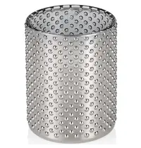 YUYU Kaarsenhouder | NUBS METALLIC CYLINDER  | Glas | Zilvergrijs | Ø80x100(h)mm