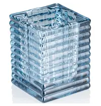YUYU Kaarsenhouder | CUBE STEEL BLUE  | Glas | Blauw | 75x75x95(h)mm 