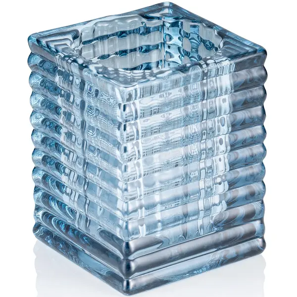 Kaarsenhouder | CUBE STEEL BLUE  | Glas | Blauw | 75x75x95(h)mm