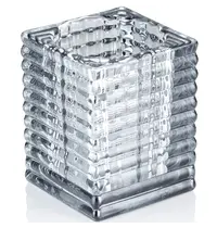 YUYU Kaarsenhouder | CUBE SMOKE GREY  | Glas | Donkergrijs | 75x75x95(h)mm 