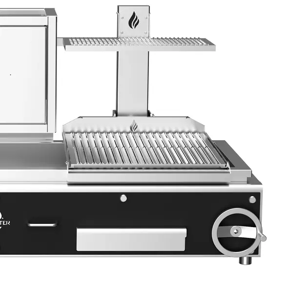Houtskoolgrill | PARRILLA F | Oppervlak 1260x620 | 200°C/250°C | Houtvuurhaard (XL) | Verstelbare Grillhoogte/-Hoek | 2350x825x1000(h)mm