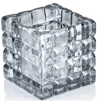 YUYU Kaarsenhouder | CUBE SMOKE GREY  | Glas | Donkergrijs | 90x90x90(h)mm