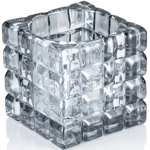 Kaarsenhouder | CUBE SMOKE GREY  | Glas | Donkergrijs | 90x90x90(h)mm