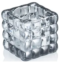 YUYU Kaarsenhouder | CUBE SMOKE GREY  | Glas | Donkergrijs | 80x80x80(h)mm 