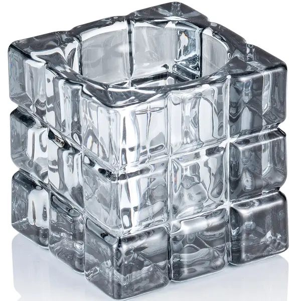 Kaarsenhouder | CUBE SMOKE GREY  | Glas | Donkergrijs | 65x65x65(h)mm
