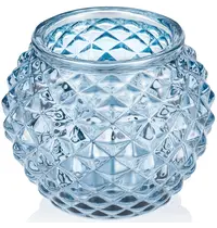 YUYU Kaarsenhouder | BALL STEEL BLUE  | Glas | Blauw | Ø75x60(h)mm 