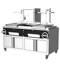 Roaster Grills Houtskoolgrill | PARRILLA F | Oppervlak 1000x620 | 200°C/250°C | Houtvuurhaard | Verstelbare Grillhoogte/-Hoek | Onderkast | Wielen (Geremd) | 1850x825x1550(h)mm