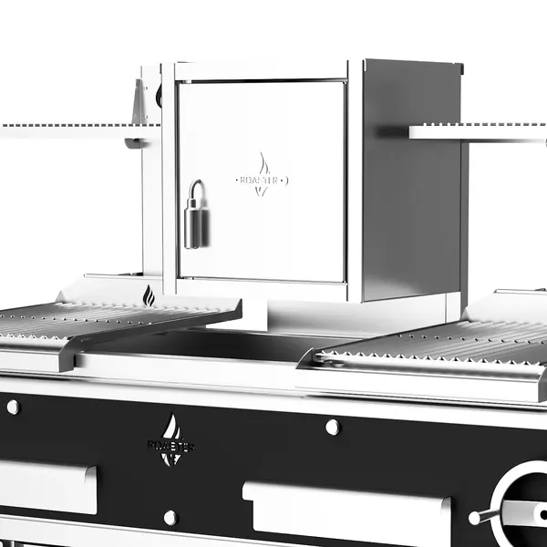 Houtskoolgrill | PARRILLA F | Oppervlak 1000x620 | 200°C/250°C | Houtvuurhaard | Verstelbare Grillhoogte/-Hoek | Onderkast | Wielen (Geremd) | 1850x825x1550(h)mm