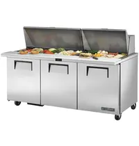 True Saladette | 538L | 3 Deuren | Boven 30x 1/6 GN | 0°C/+5°C | Geforceerd | Klapdeksels | Wielen (Geremd) | 1839x867x1185(h)mm