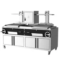 Roaster Grills Houtskoolgrill | PARRILLA F | Oppervlak 1260x620 | 200°C/250°C | Houtvuurhaard | Verstelbare Grillhoogte/-Hoek | Onderkast | Wielen (Geremd) | 2100x825x1550(h)mm