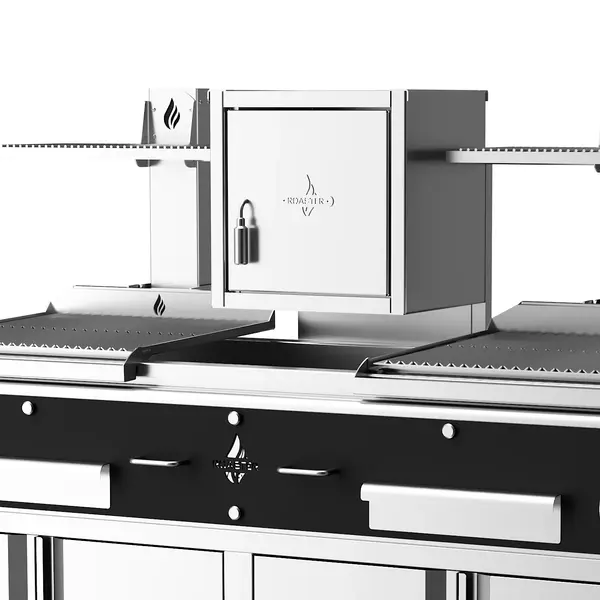 Houtskoolgrill | PARRILLA F | Oppervlak 1260x620 | 200°C/250°C | Houtvuurhaard | Verstelbare Grillhoogte/-Hoek | Onderkast | Wielen (Geremd) | 2100x825x1550(h)mm