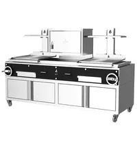 Roaster Grills Houtskoolgrill | PARRILLA F | Oppervlak 1260x620 | 200°C/250°C | Houtvuurhaard (XL) | Verstelbare Grillhoogte/-Hoek | Onderkast | Wielen (Geremd) | 2350x825x1550(h)mm
