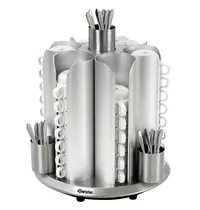 Bartscher Kopjesverwarmer | Aluminium/RVS | 48 Kopjes + 4 Lepelbakjes | 30°C/45°C | Draaibaar | 0.2kW (230V) | Ø360x415(h)mm 