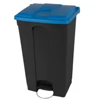 Probbax Pedaalemmer | Kunststof (Zwart/Blauw) | 90L | Klapdeksel | Hygiëne (HACCP) + Afvalscheiding | Wielen | 500x412x820(h)mm