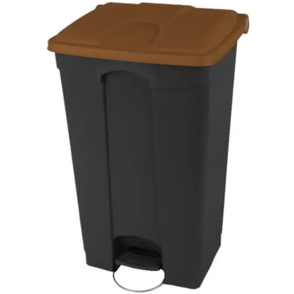 Pedaalemmer | Kunststof (Zwart/Bruin) | 90L | Klapdeksel | Hygiëne (HACCP) + Afvalscheiding | Wielen | 500x412x820(h)mm