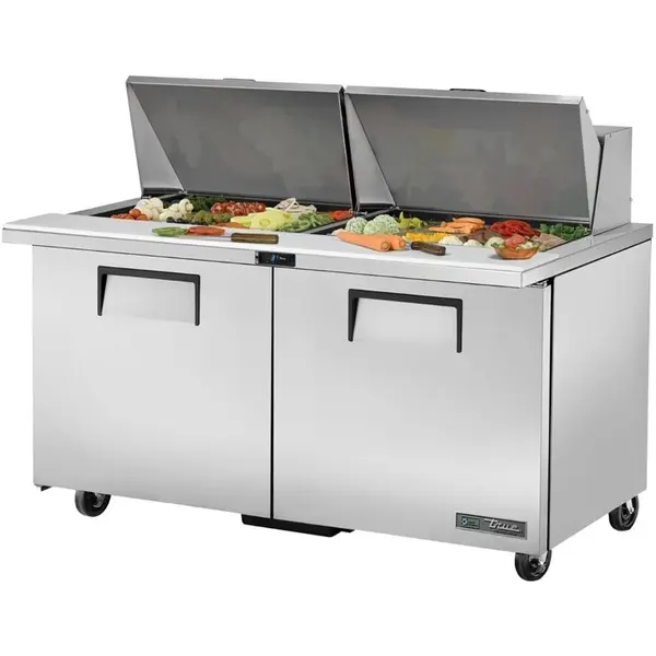 Saladette | 338L | 2 Deuren | Boven 24x 1/6 GN | 0°C/+5°C | Geforceerd | Klapdeksels | Wielen (Geremd) | 1534x867x1185(h)mm