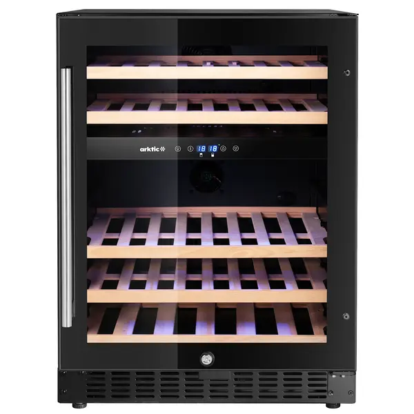 Wijnkoelkast | 137L (46x 75cl) | Zwart | 2 Zones | +5°C/+18°C | Statisch + Ventilator | Inbouwbaar | 570x595x820(h)mm