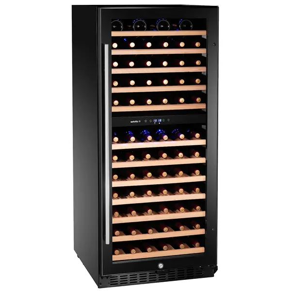 Wijnkoelkast | 265L (124x 75cl) | Zwart | 2 Zones | +5°C/+18°C | Statisch + Ventilator | 570x595x1400(h)mm